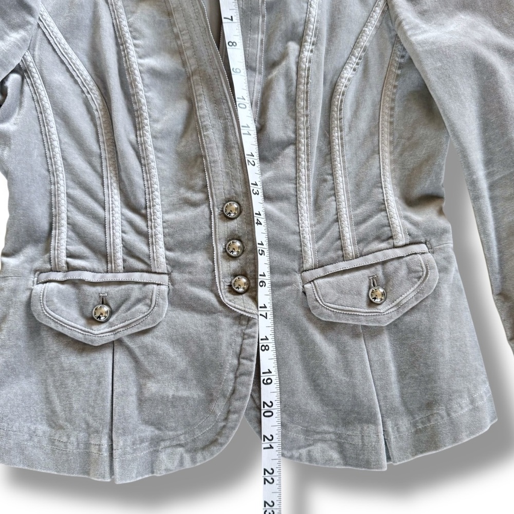 White House Black Market Grey Velvet Ribbon Trim Blazer, Jacket, Women’s 4 - Picture 10 of 13